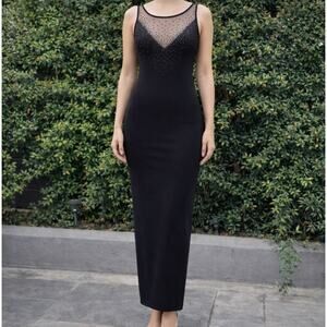 Vintage Deadstock ONYX Nite Evening Dress Black Long Womens 6P NWT 90s